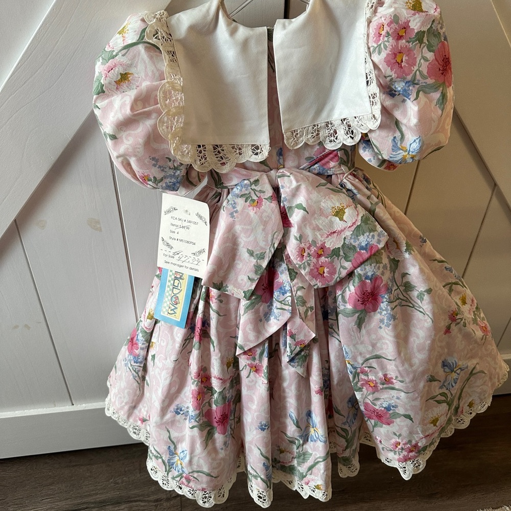 Daisy Kingdom vintage pristine Floral Puff Sleeve Dress with Lace Collar - Picture 3 of 10